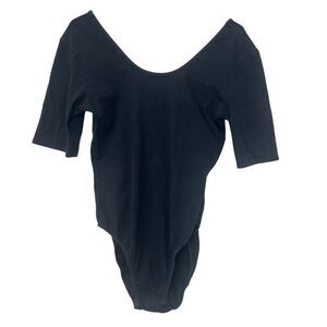 Nollie Scoop Neck Short Sleeve Cotton Blend Stretch Bodysuit Black Size XL